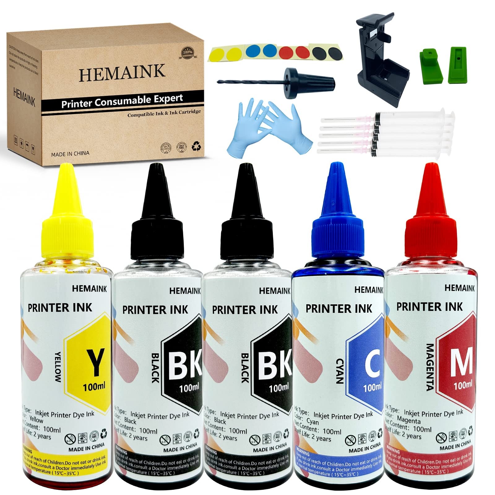 5x100ml Dye Ink Refill Kit for Canon PG-275XL CL-276XL PG-245XL CL-246XL