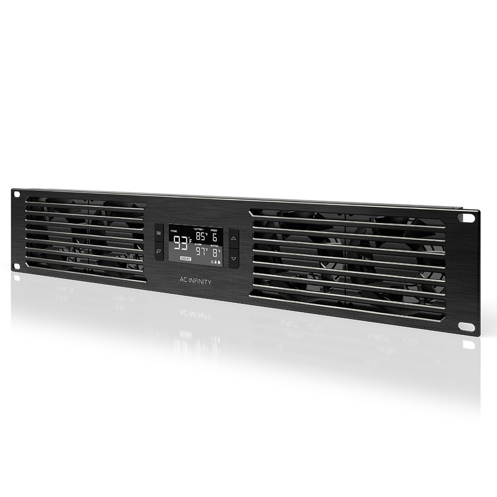 AC Infinity CLOUDPLATE T7, Rack Mount Fan Panel 2U, Exhaust Black