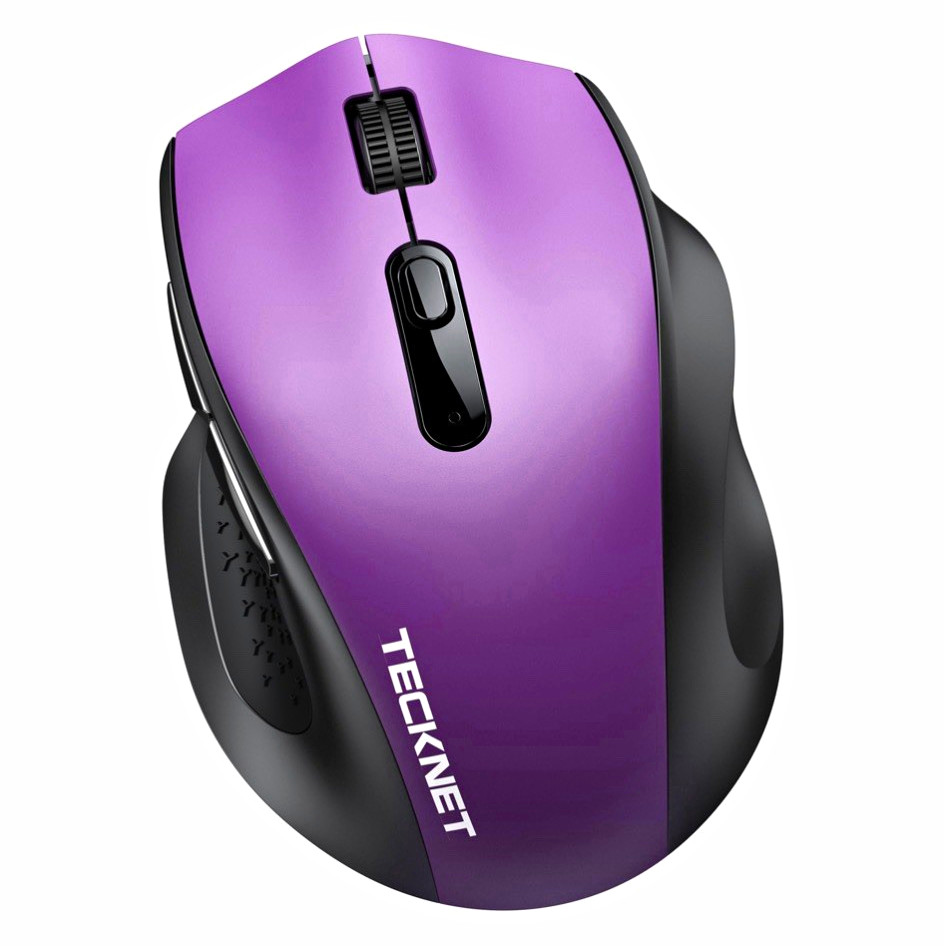 TeckNet Wireless Optical Standard Mouse with Scroll Wheel, Purple/Black