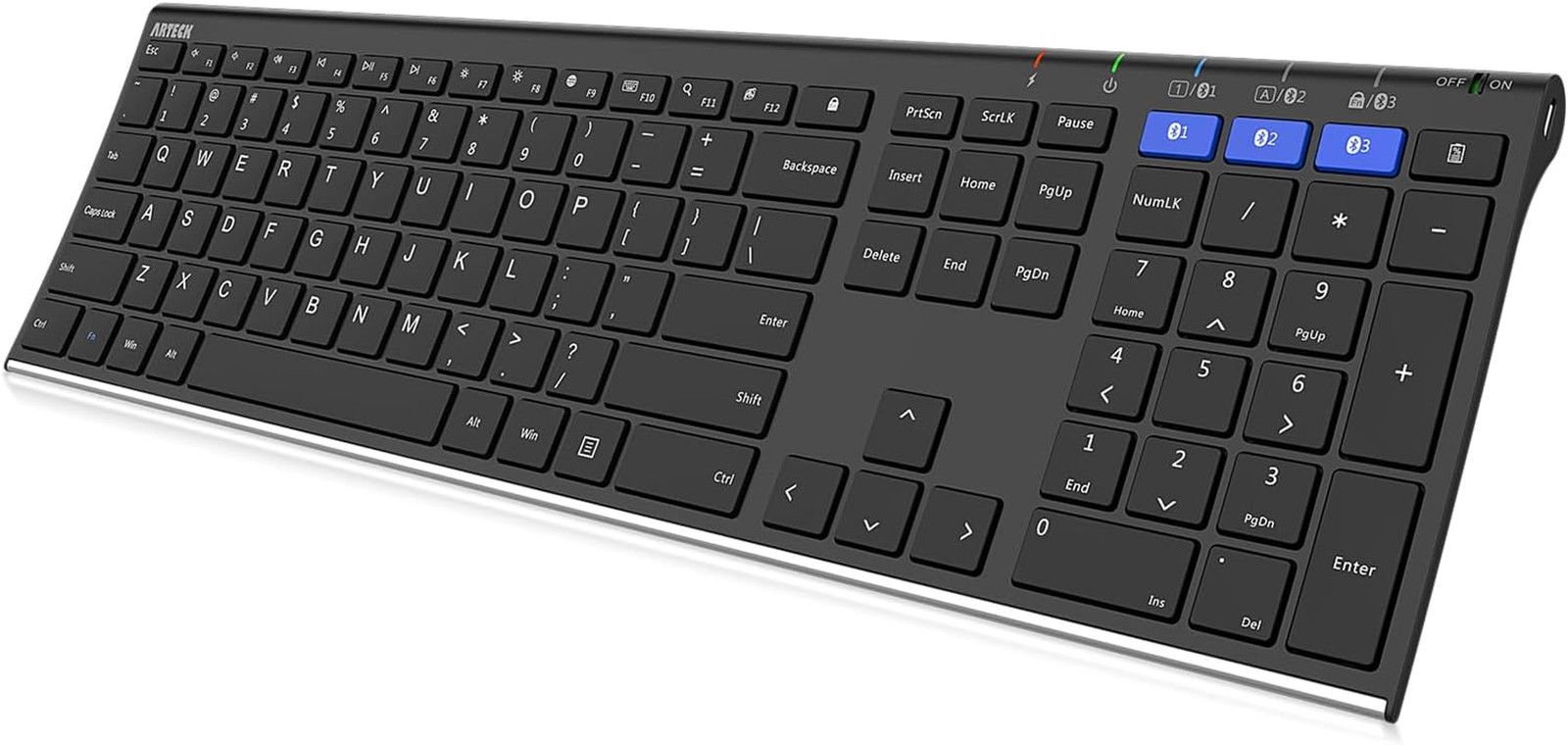 HB192 Universal Bluetooth Keyboard Multi-Device Stainless Steel Full Size Wirele