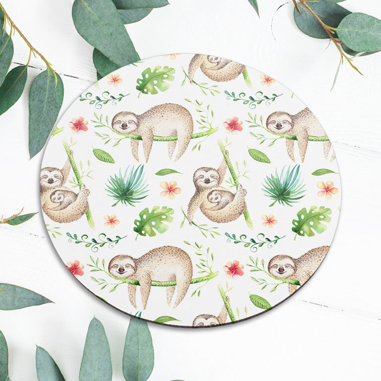 Funny Floral Sloth Animal Art Mouse Pad Mat Office Desk Table Accessory Gift