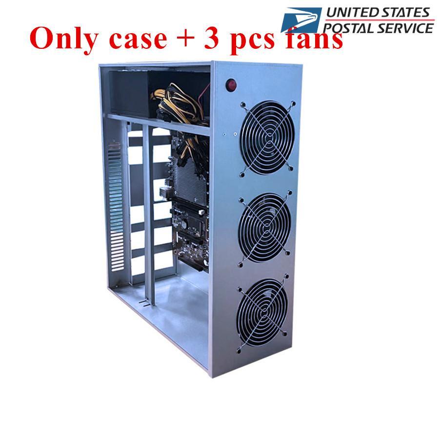 NEW Open Air Mining Server Case Chassis Frame + 3x Fans For 5 GPU Cards X79