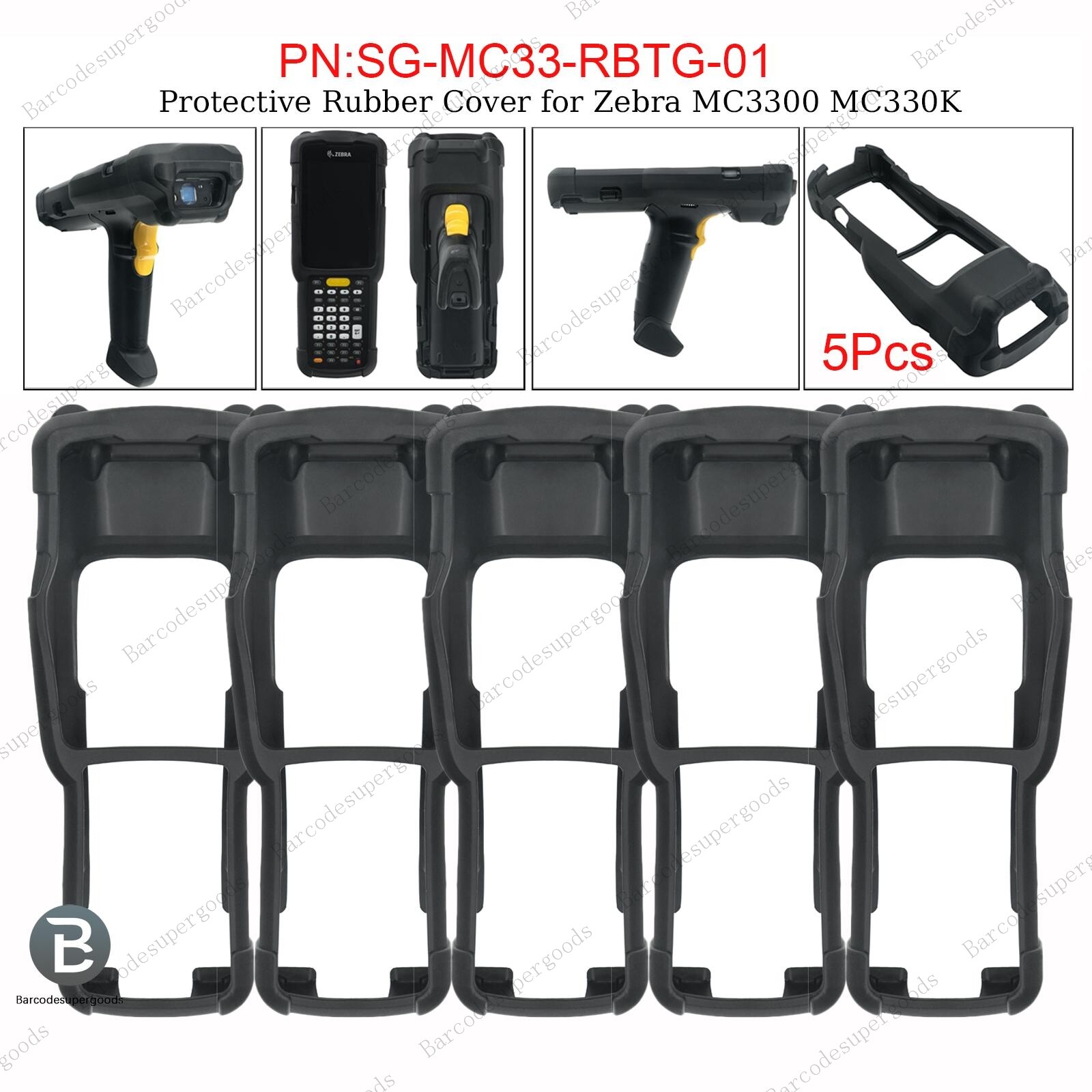 5Pcs Protective Rubber Cover for Zebra MC3300 MC330K Scanner PN:SG-MC33-RBTG-01