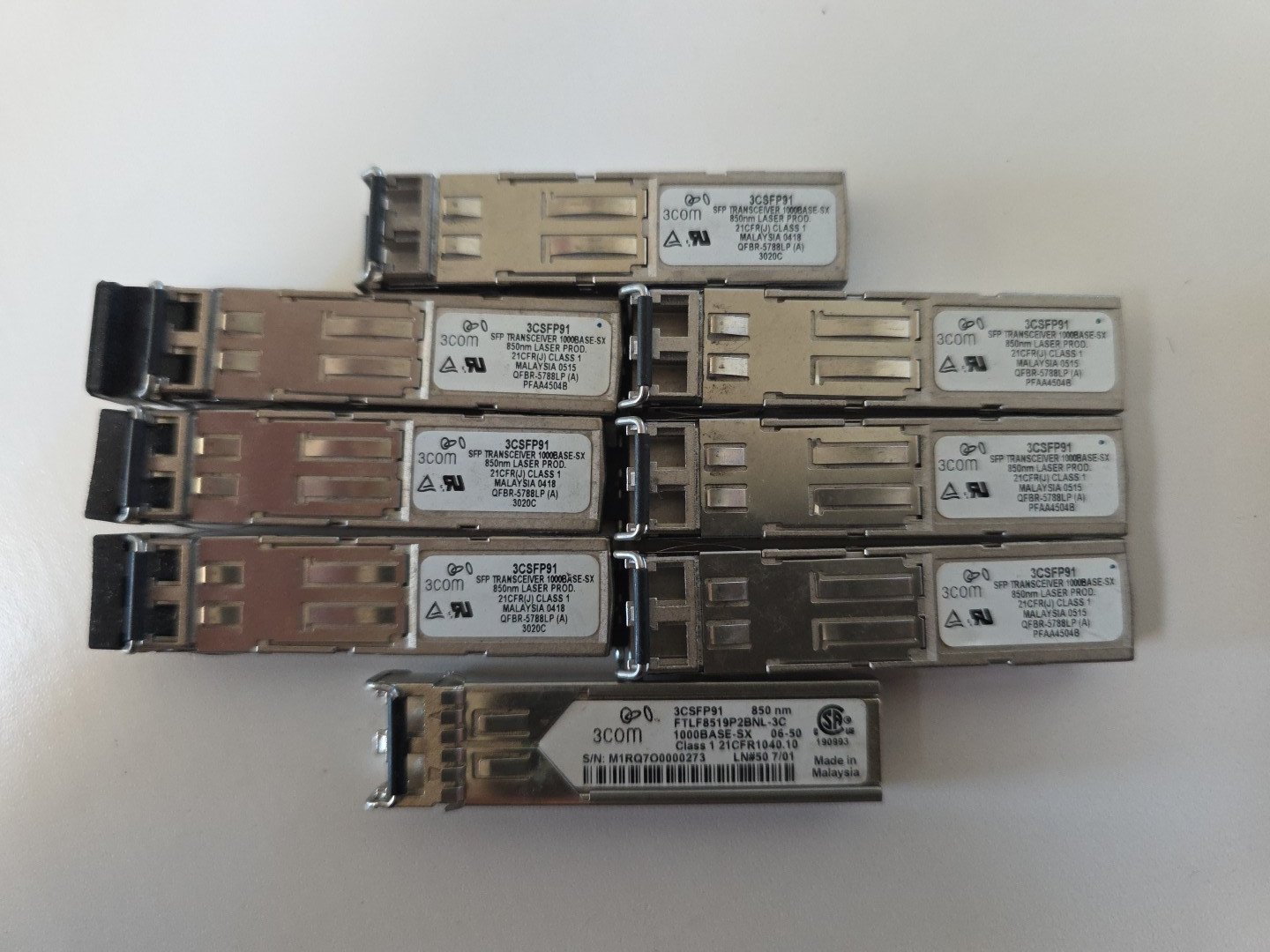 Lot 8 x 3Com 3CSFP91 3Com 1000Base-SX Transceiver Module