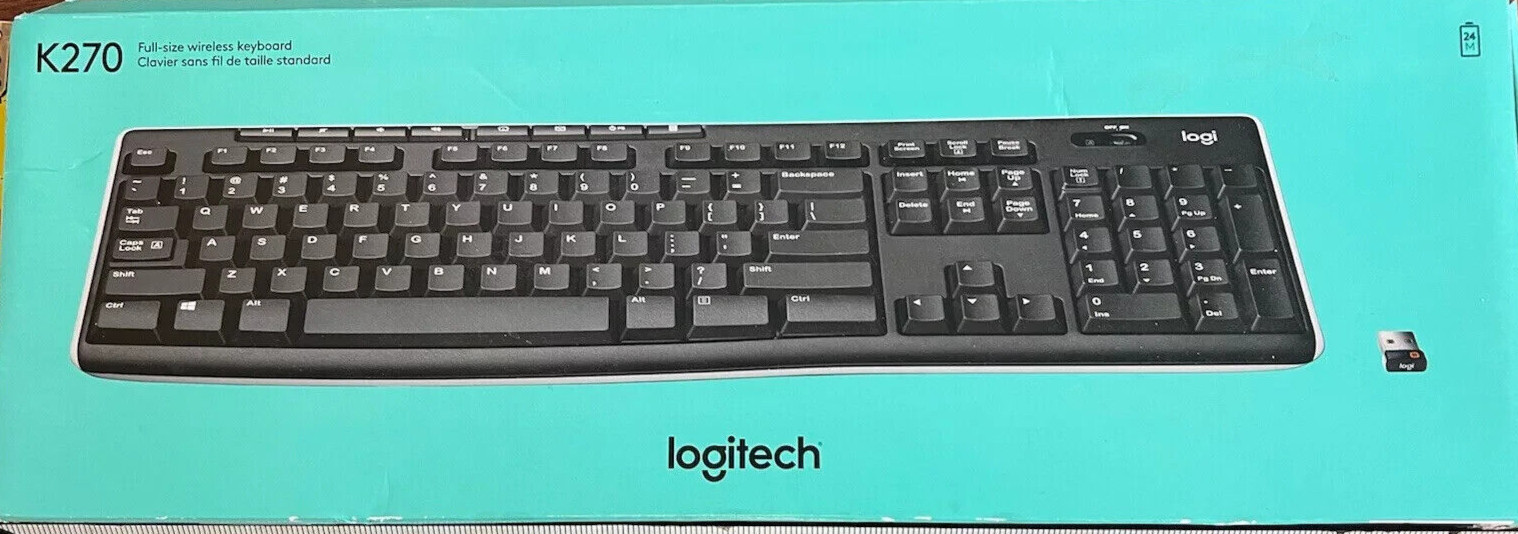 Logitech K270 Full Size Wireless Keyboard, Comfort, 2.4 Ghz Home Office