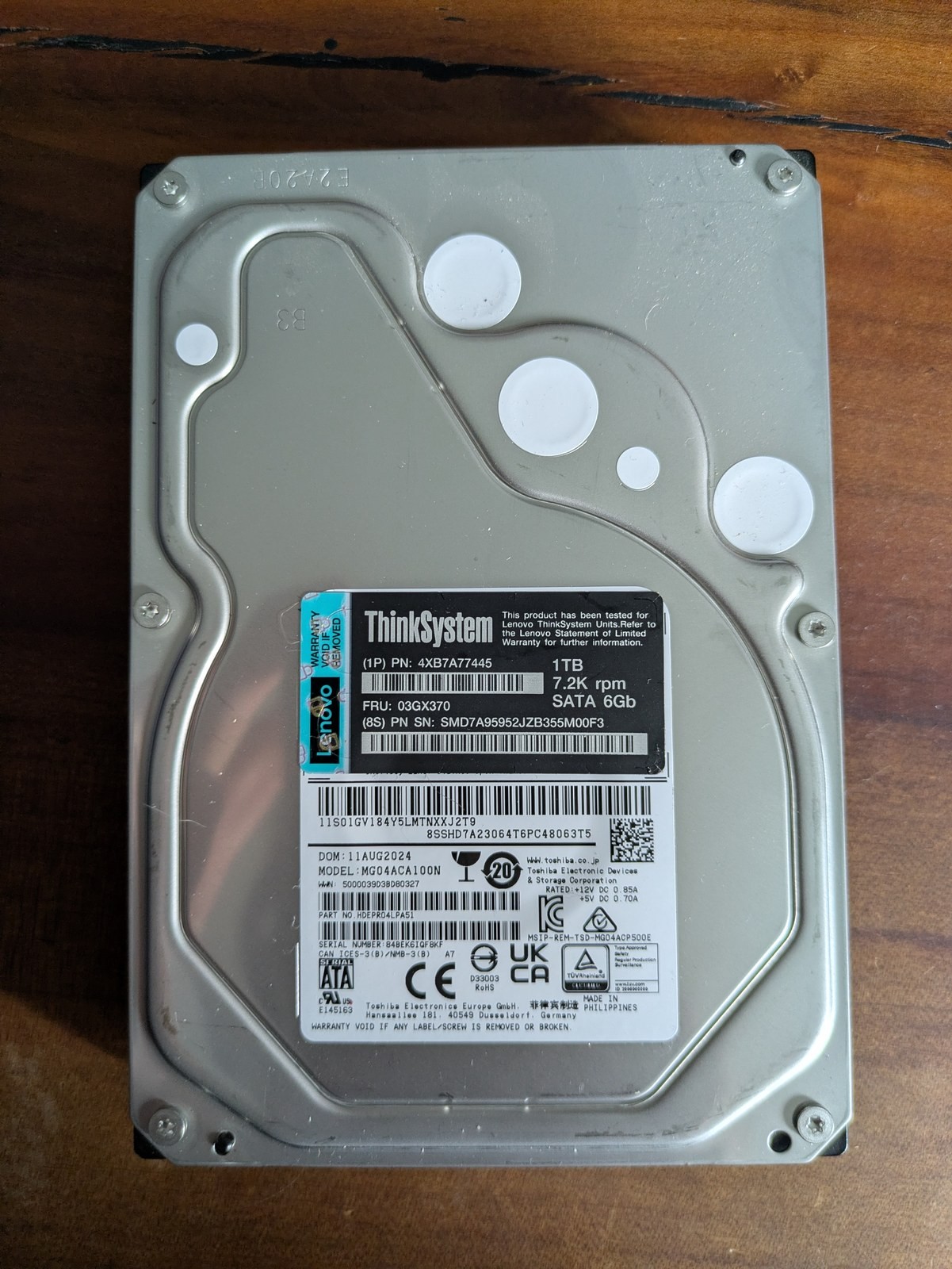 Toshiba MG04ACA100N 1TB SATA 7.2K RPM Internal Hard Drive
