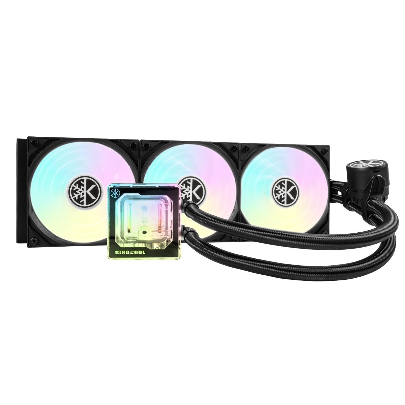 KINGCOOL Pure Flow 360mm AIO CPU Liquid Cooler, Enhanced 4500RPM Pump, Transp...