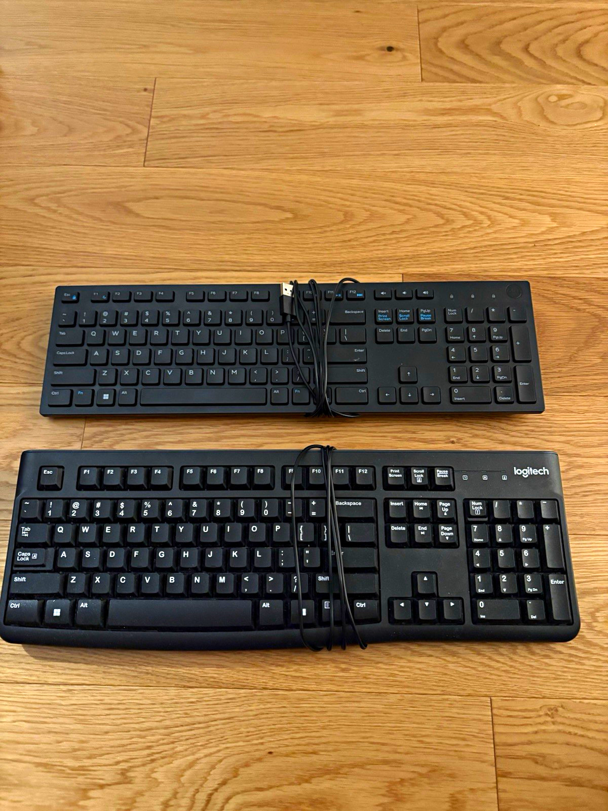 Dell KB120 & Logitech K120 USB Wired Keyboards Full Size 2-Pack Bundle