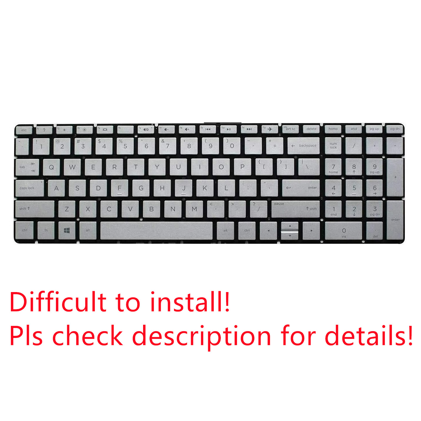 Original US Silver Non-Backlit Keyboard for HP 15-ef1020nr