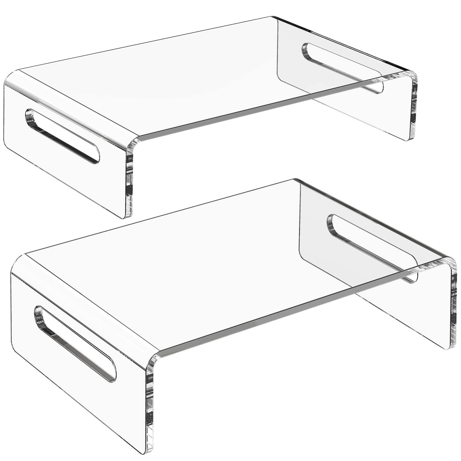 2 Pack Acrylic Monitor Stand Riser for Computer, Adjustable Height & Space Saver