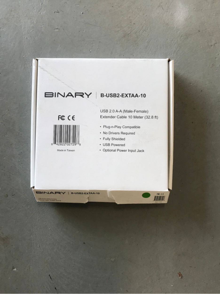 BINARY USB 2.0 A-A (Male-Female) Extender Cable 10 meter B-USB2-EXTAA-10