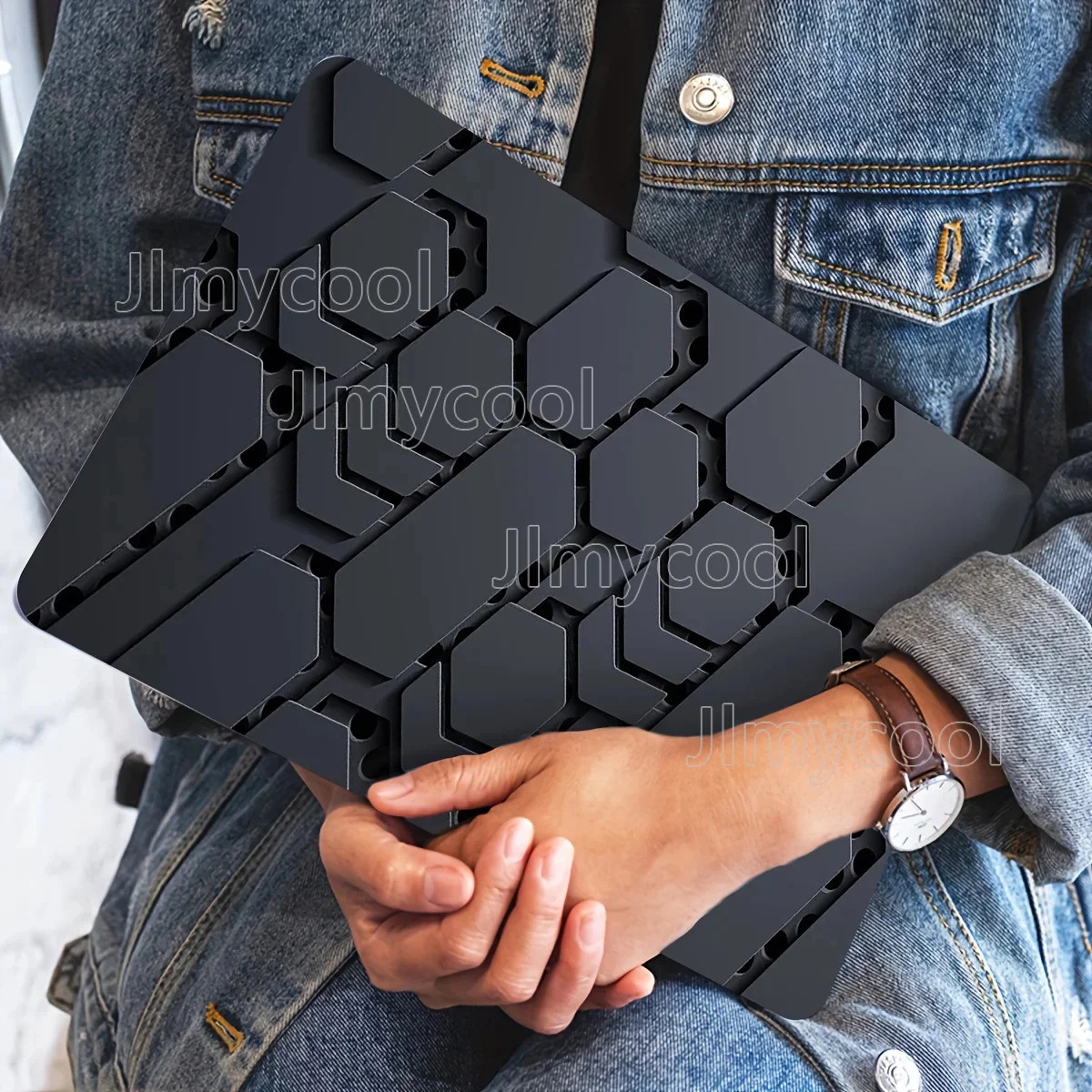 2 Pieces Metallic Pattern Laptop Skin Scratch Obstruction Sticker