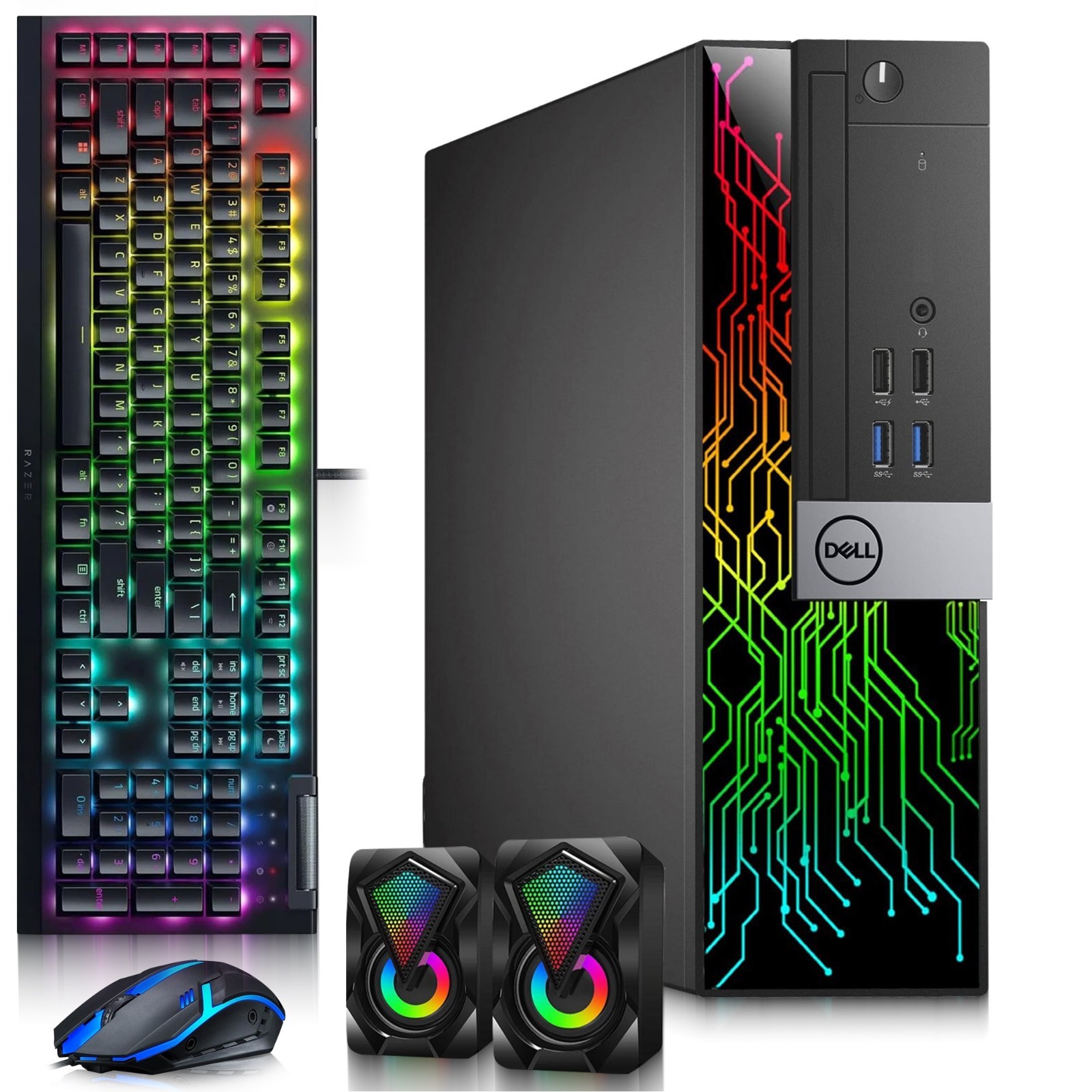 Dell RGB Gaming PC i5-7th 16GB RAM 512GB SSD AMD RX-550 RGBKB&M & Speakers Win11