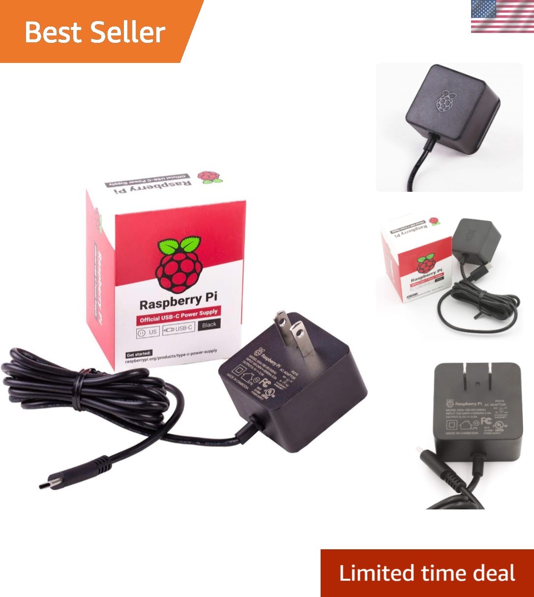 Compact 15W USB-C Power Supply with 1.5m Cable - Perfect for On-the-Go Users