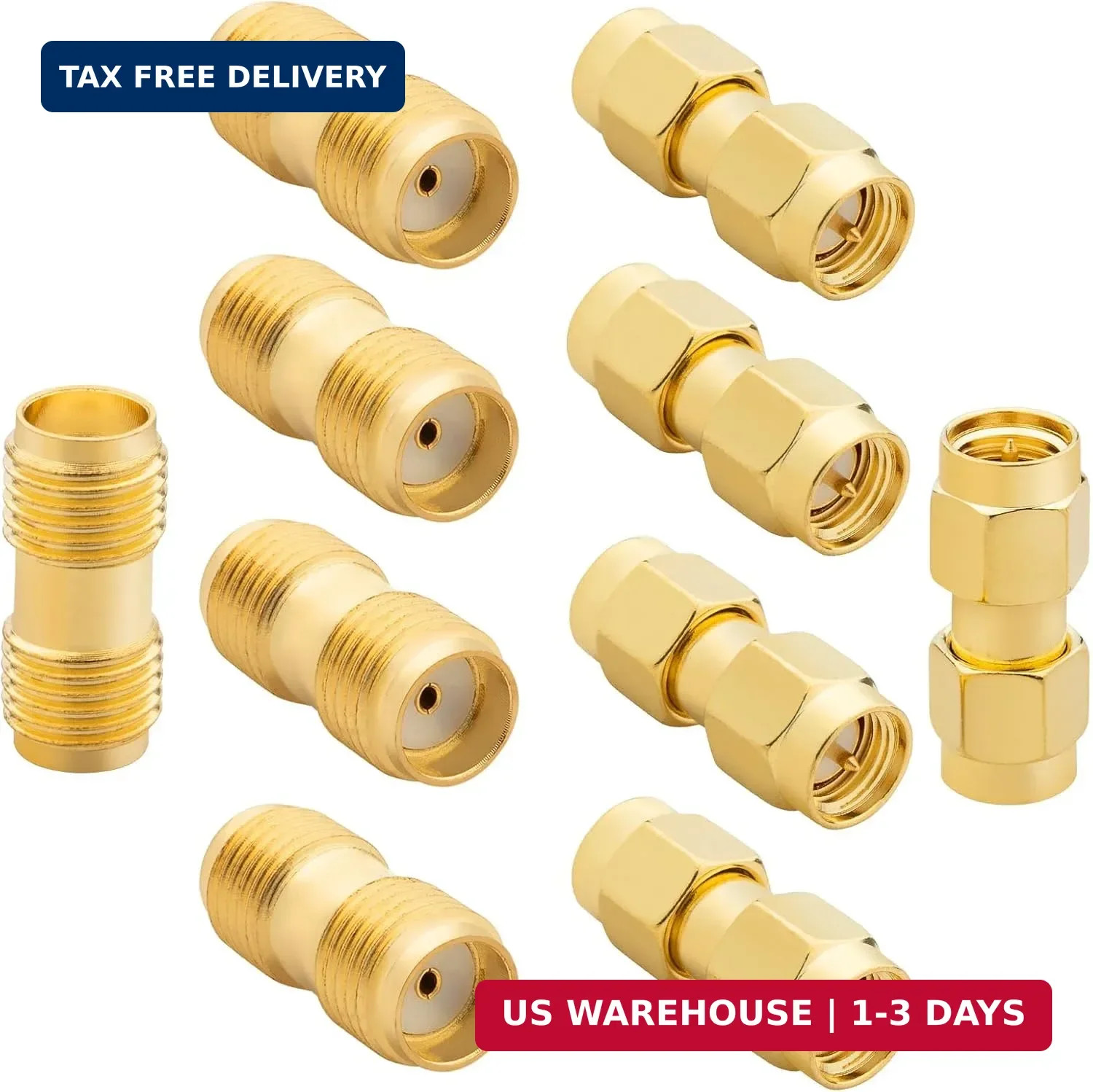 10 Pack SMA Adapters Kit Female/Male RF Connectors for 5G/ WiFi Antenna, Test Eq