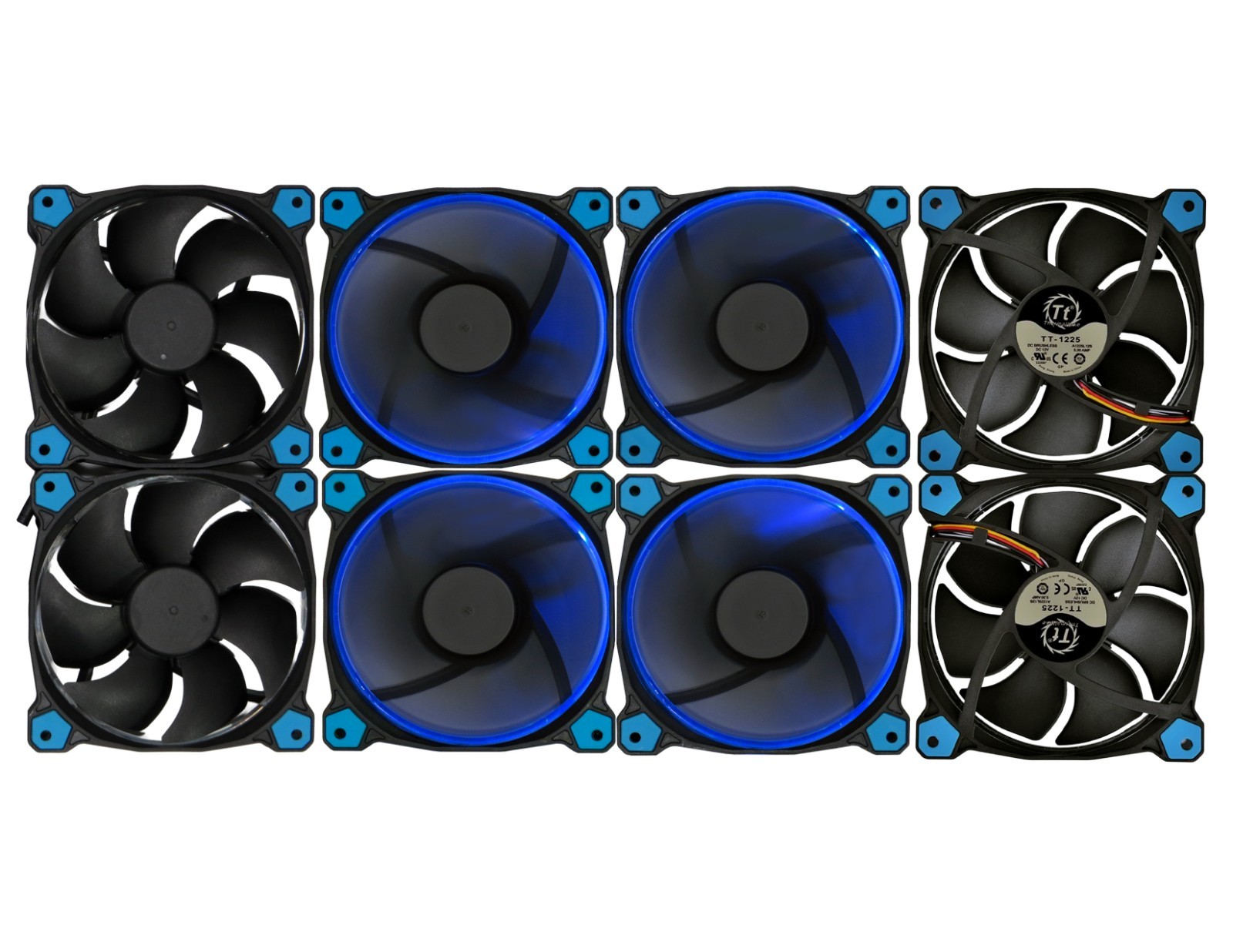 (8) Thermaltake 120MM Blue Led Riing 12 With Grills