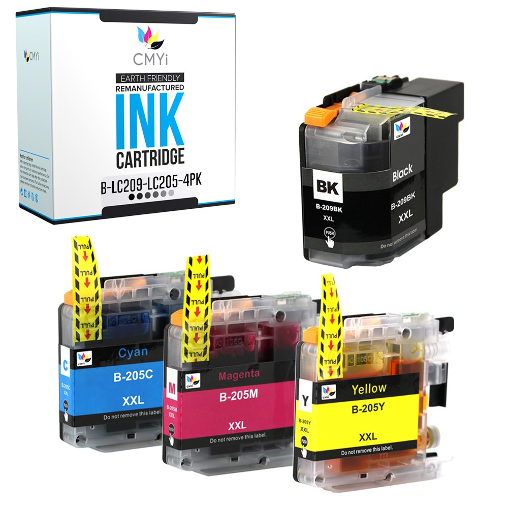 4PK Compatible CMYi LC209 LC205 Ink Cartridges Combo fits Brother MFC-J5620DW