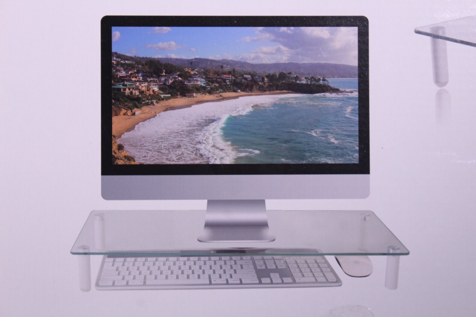 Kantek MS370 Glass Monitor Riser Stand 22x8 Tempered Glass 40 lb Capacity
