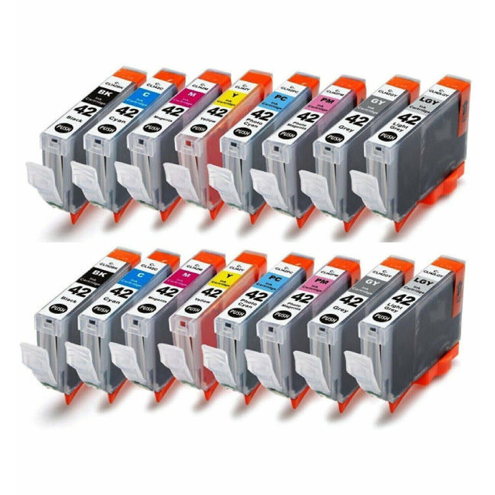 16PK New BK/C/M/Y/PC/PM/GY/LGY Ink Cartridge For Canon CLI42 CLI-42 PIXMA Pro100