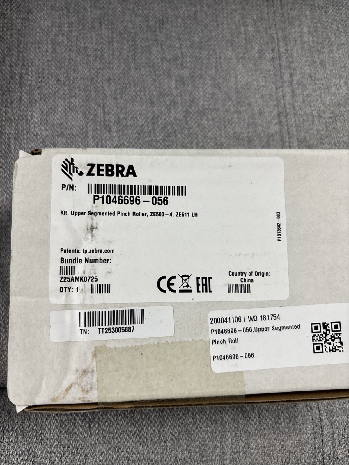 Zebra P1 046696–056 Kit, Upper Segmented Pinch Roller, Ze 500–4, Ze511 Lh