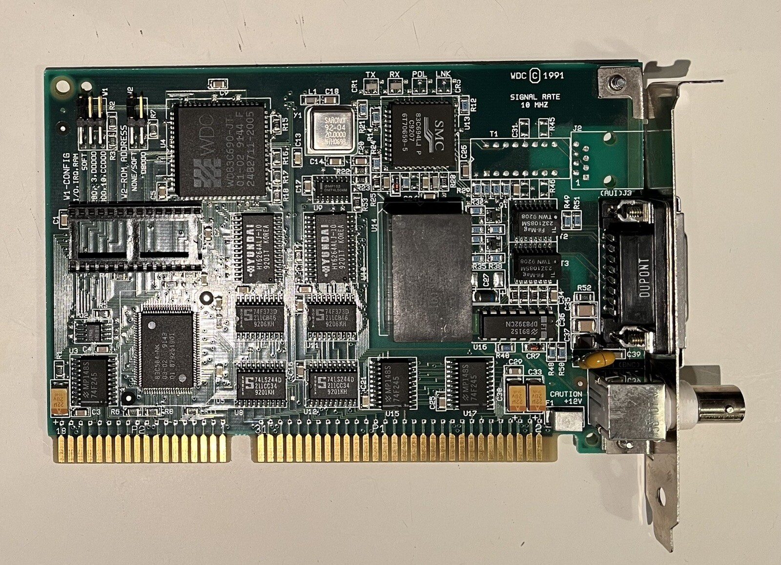 Vintage 1991 SMC/WDC 8013EPC 16-Bit ISA LAN Card Network Adapter