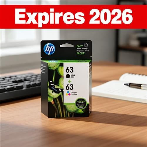 HP 63 Black & Tri-Color Ink Cartridge Combo Pack  exp 2026