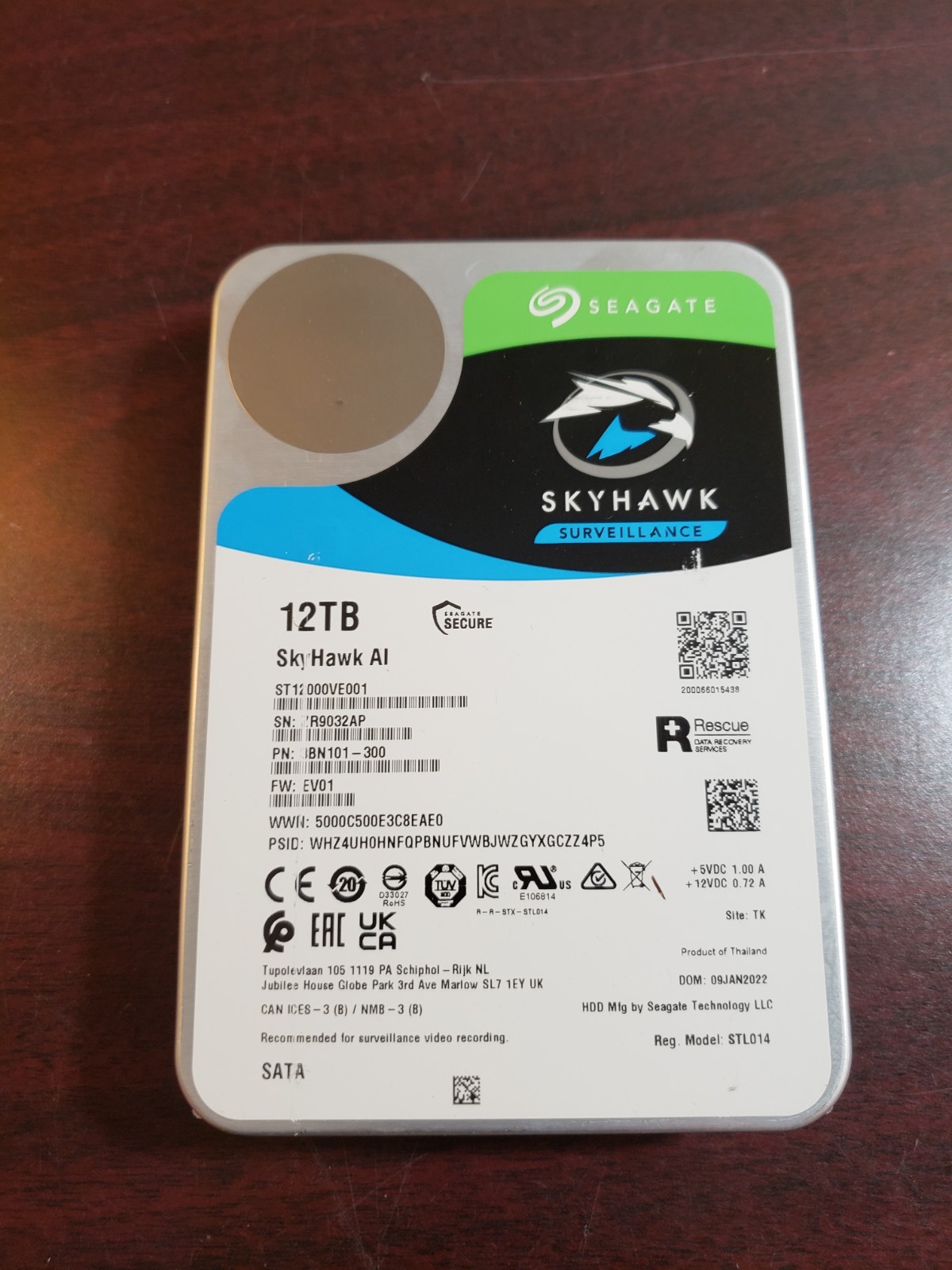 Seagate SkyHawk AI 12TB 3.5" SATA III Internal HDD - ST12000VE001