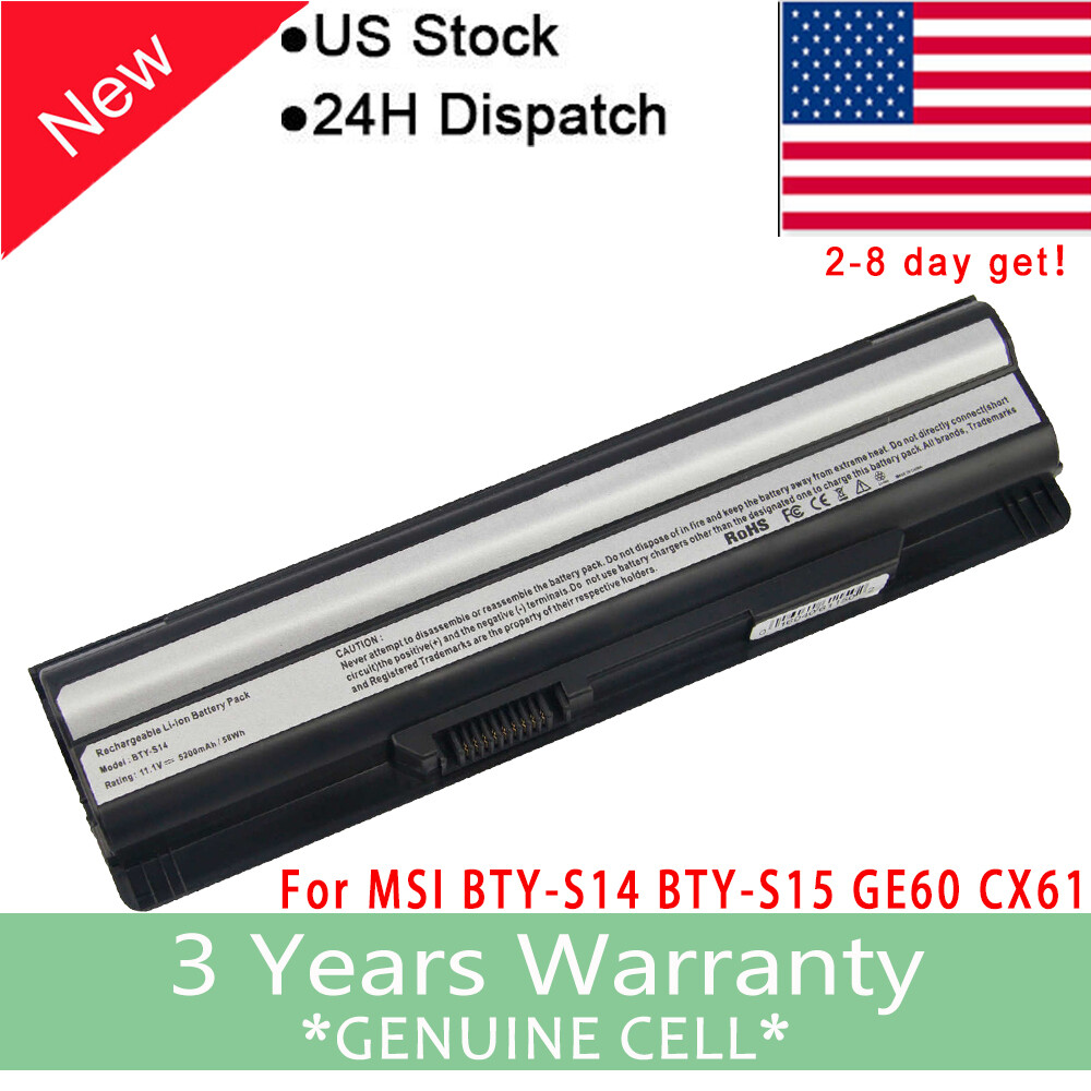 Battery For MSI GE60 GE70 CR41 CX61 CR70 CR650 FR400 FX420 FX600 BTY-S14 BTY-S15
