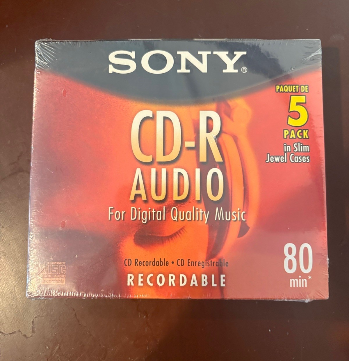 Sony CD-R Audio Recordable Disk Slim Jeweled Cases Pack of 5 New Sealed 80 Min
