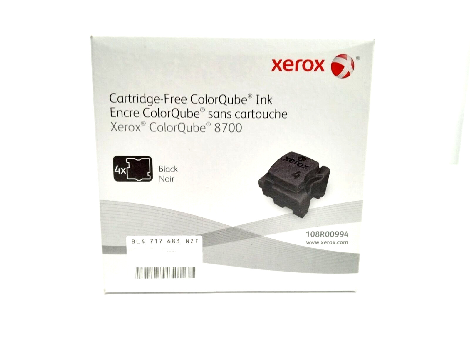 Genuine Xerox ColorQube 8700 Black Solid Ink 108R00994 PACK OF 4 