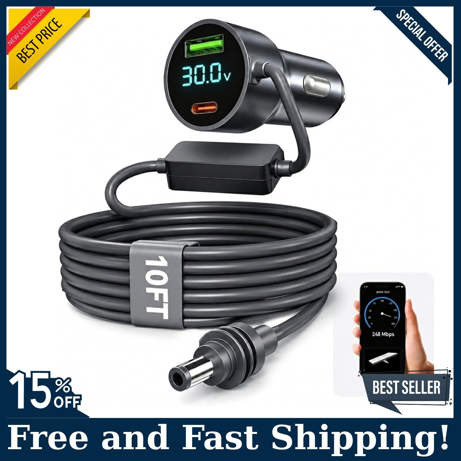 Starlink Mini 30V Car Adapter, Starlink Mini 12V Adapter with Independent Boost.
