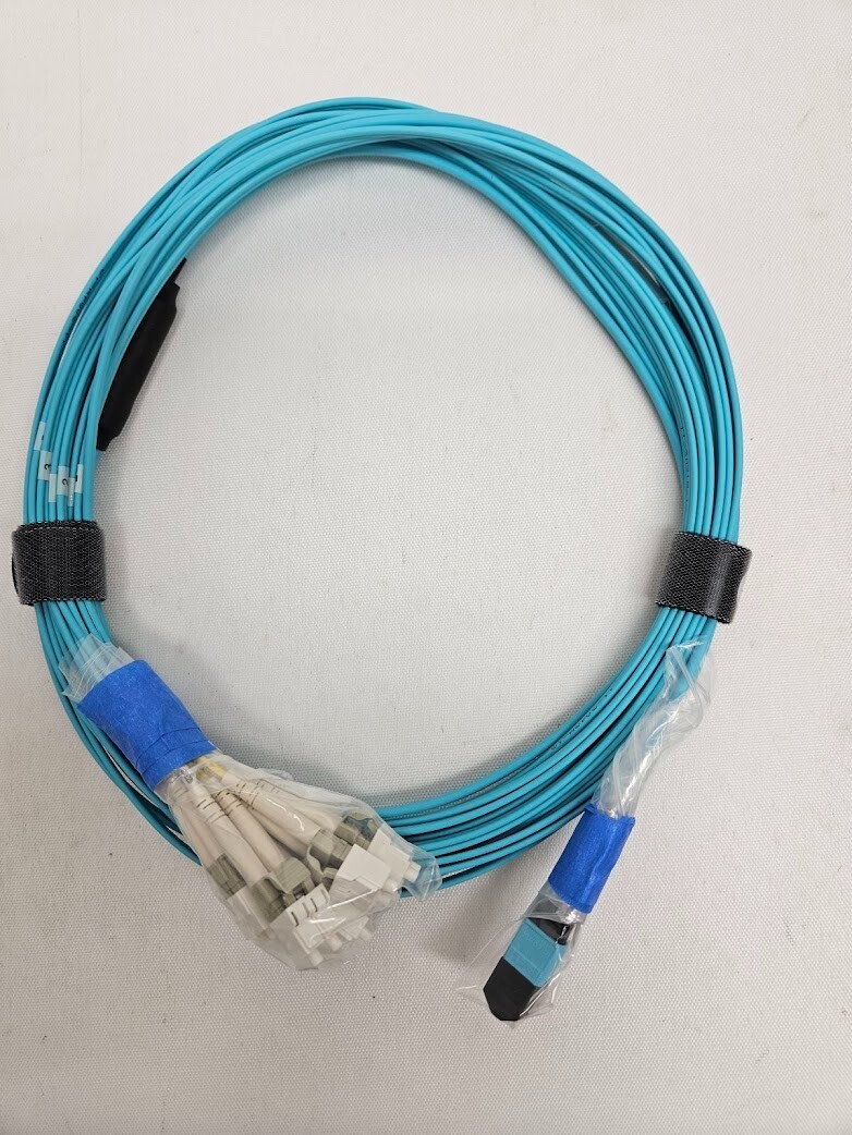 ***NEW*** FS MPO/MTP 3M 12F to 6XLC FIBER OPTIC BREAKOUT CABLE AQUA