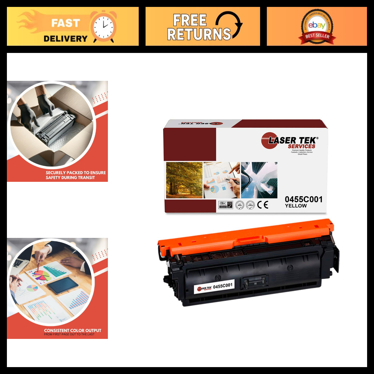 Compatible Yellow Toner Cartridge 040H for Canon 0455C001 - High Yield, Quality