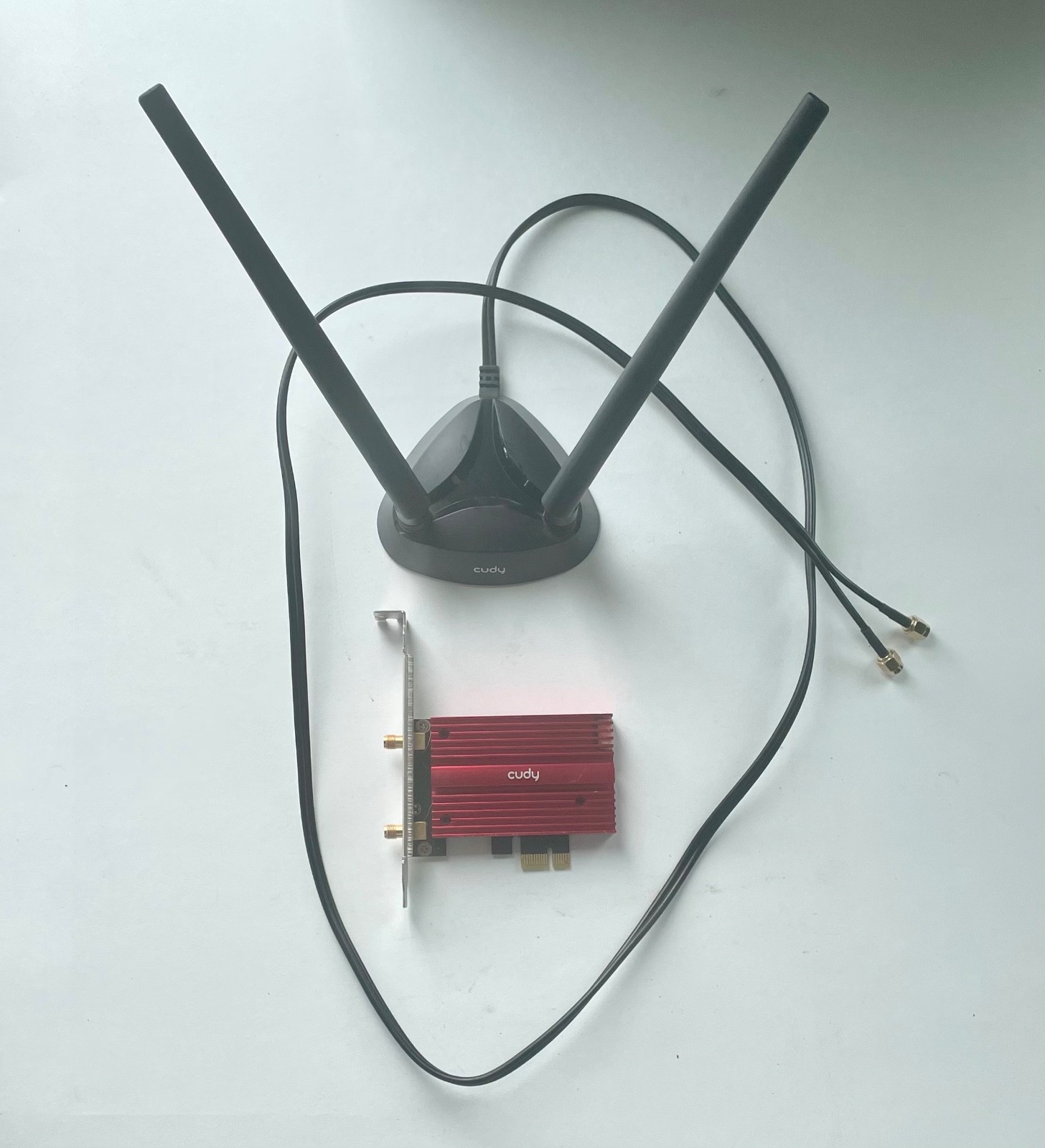 Cudy AX3000 Wi-Fi 6 Bluetooth PCIe Wireless Network Card Desktop w/ Antenna Base