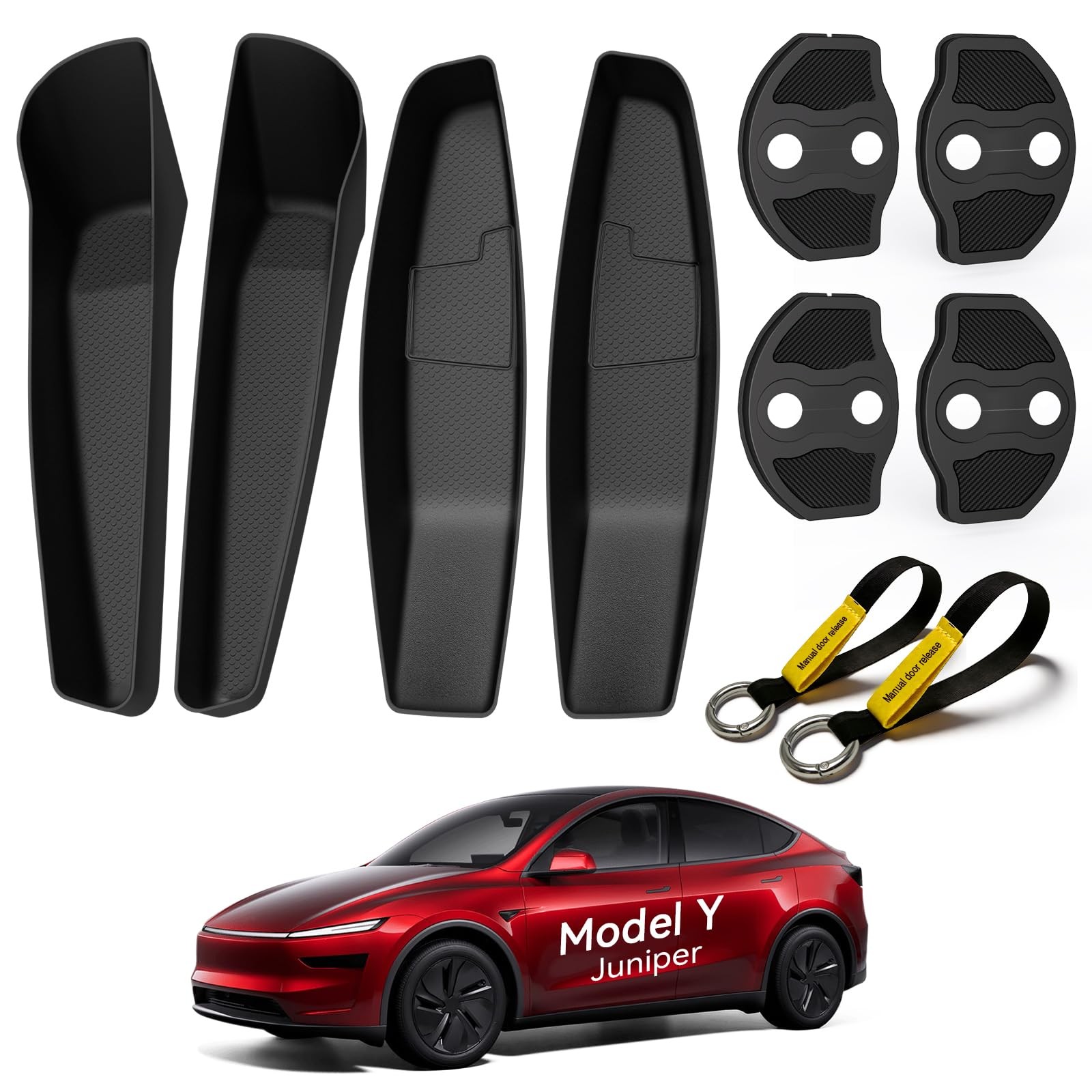 4Piece Door Side Pocket Storage Box for Tesla Model Y Juniper 2025 2026