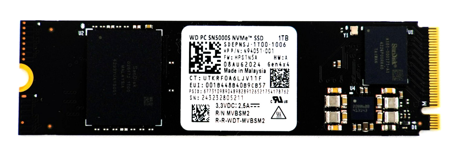 内蔵型SSD Western Digital WD PC SN5000S 1TB SSD Western Digital WD SN5000S 1TB 2280 M.2 NVMe PCIe4.0x4 SSD - HP