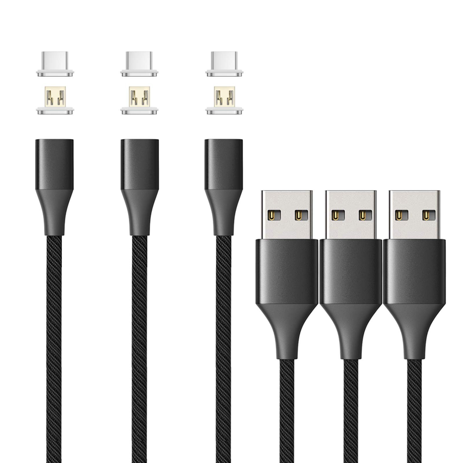 N. NETDOT Magnetic Charging Cable, Gen10 Nylon Braided 3.3ft, Black
