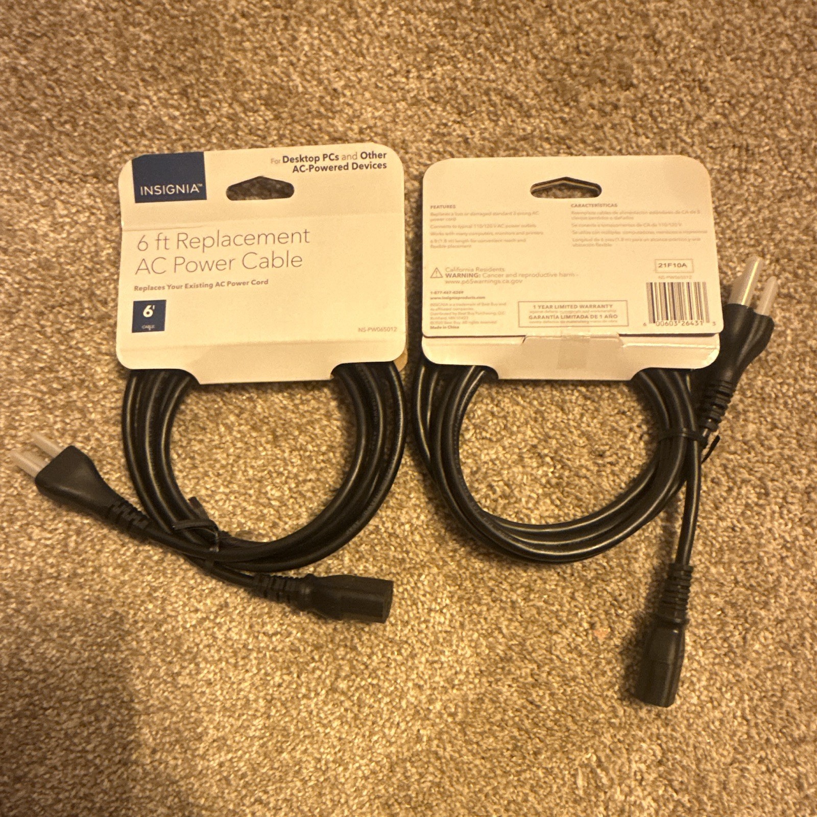 Insignia 6ft Replacement AC Power Cable NEMA 5-15P to C13 Black NS-PW065012