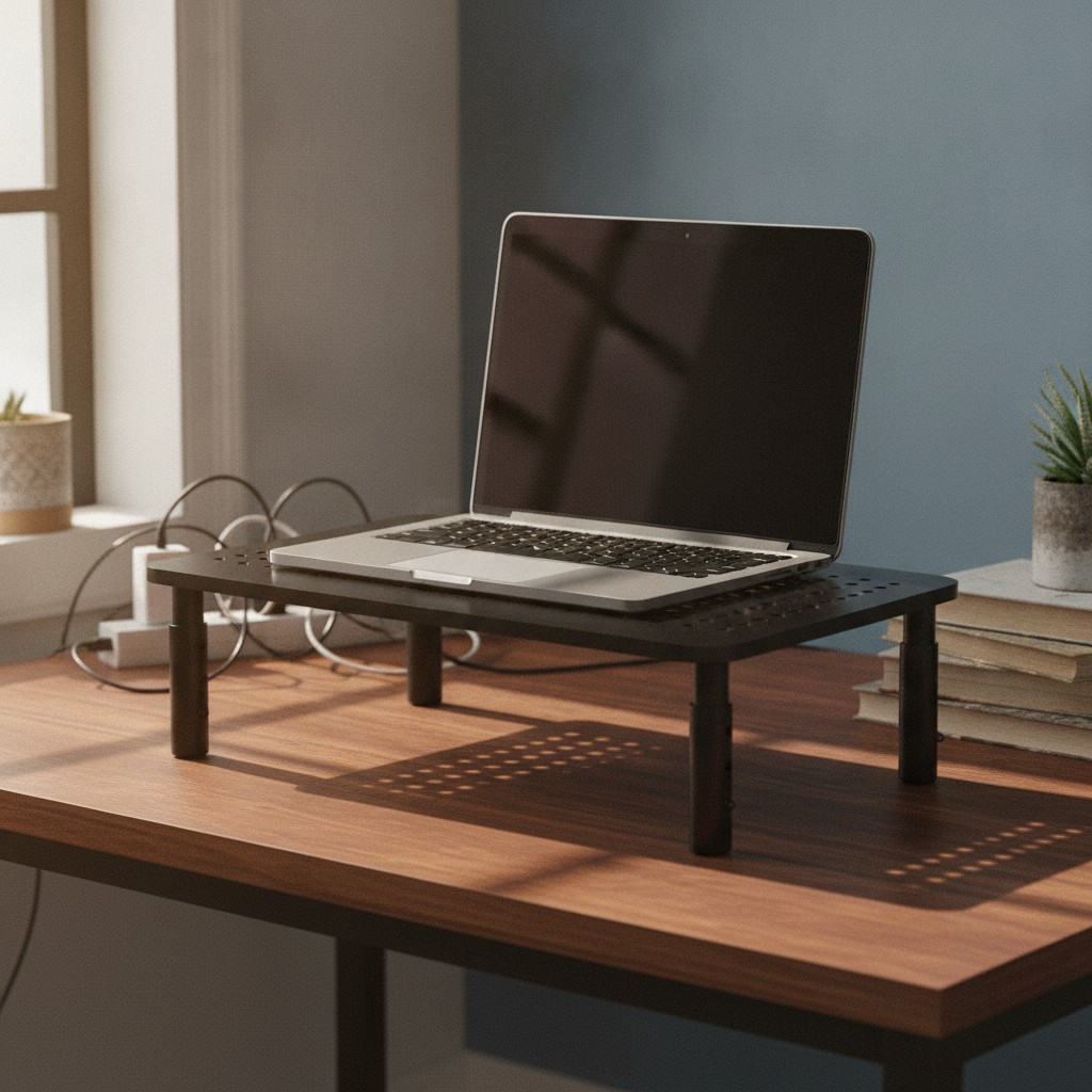 Sleek Metal Computer Stand Riser - 3 Adjustable Levels for Optimal Viewing