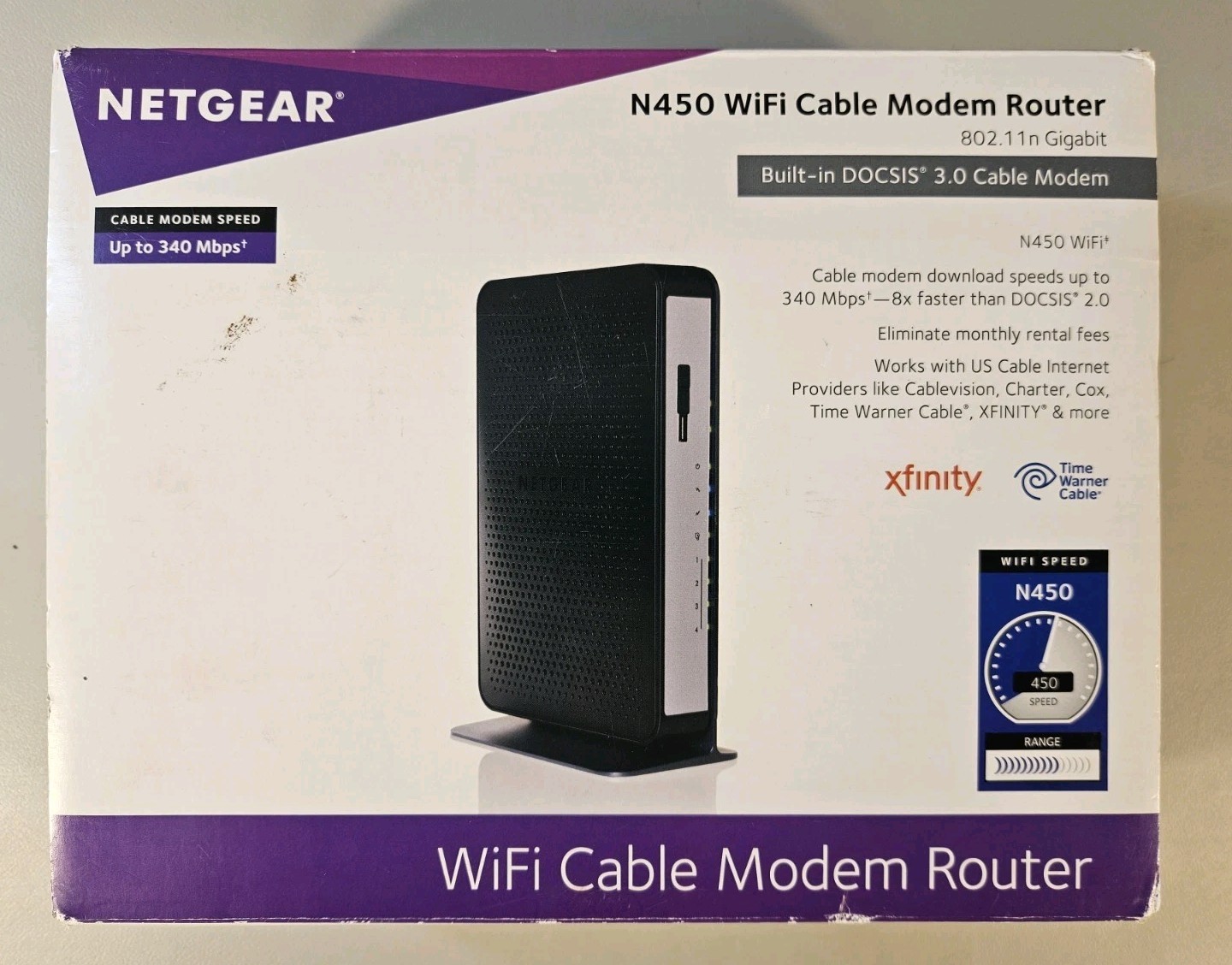 Netgear N450 340 Mbps 4-Port 10/100 Wireless N Router (N450-100NAS)