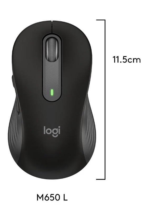 Logitech Signature M650 L Wireless Mouse Graphite Bluetooth Logi Bolt