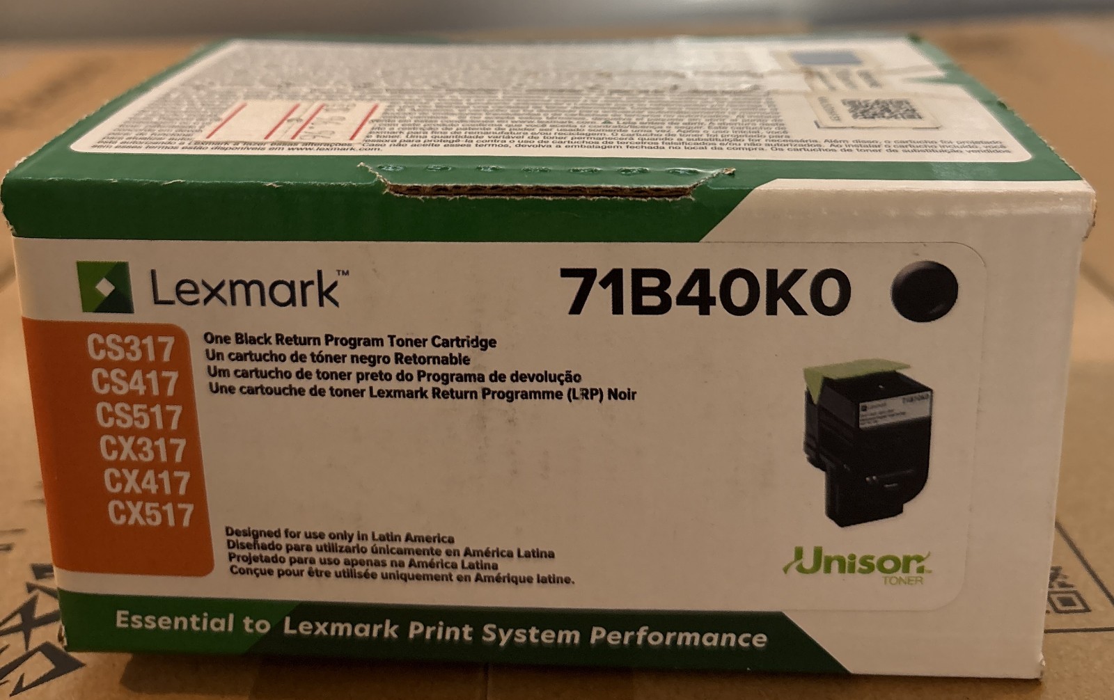 Genuine Lexmark 71B40K0 Black Toner CS317 CS417 CS517 CX317 CX417 CX517 - Latin