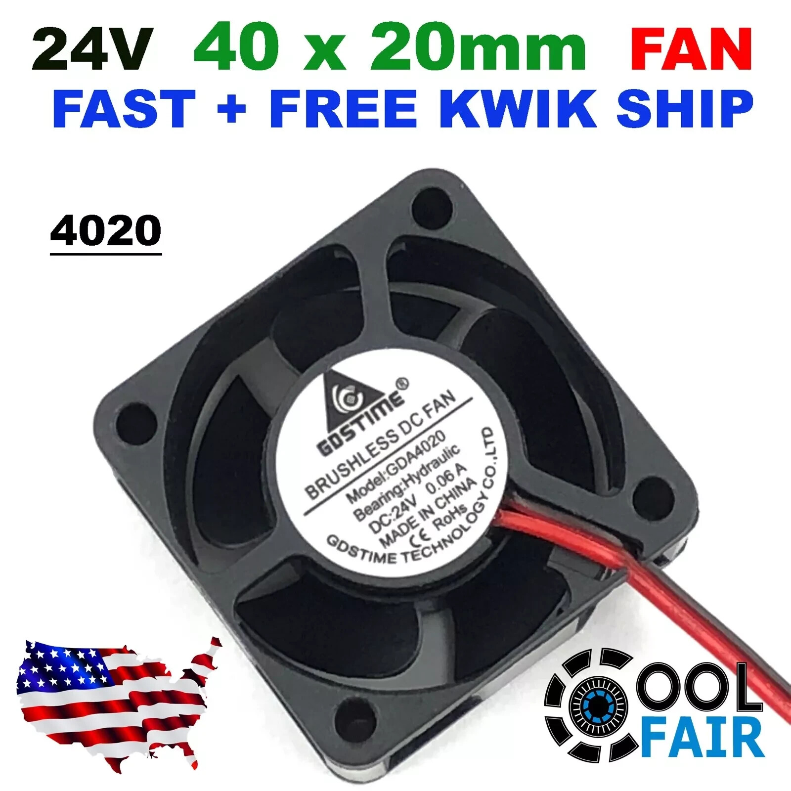 24V 40mm X 20mm New Case Fan DC Computer Cooling 2pin Sleeve Brg 4020 A32