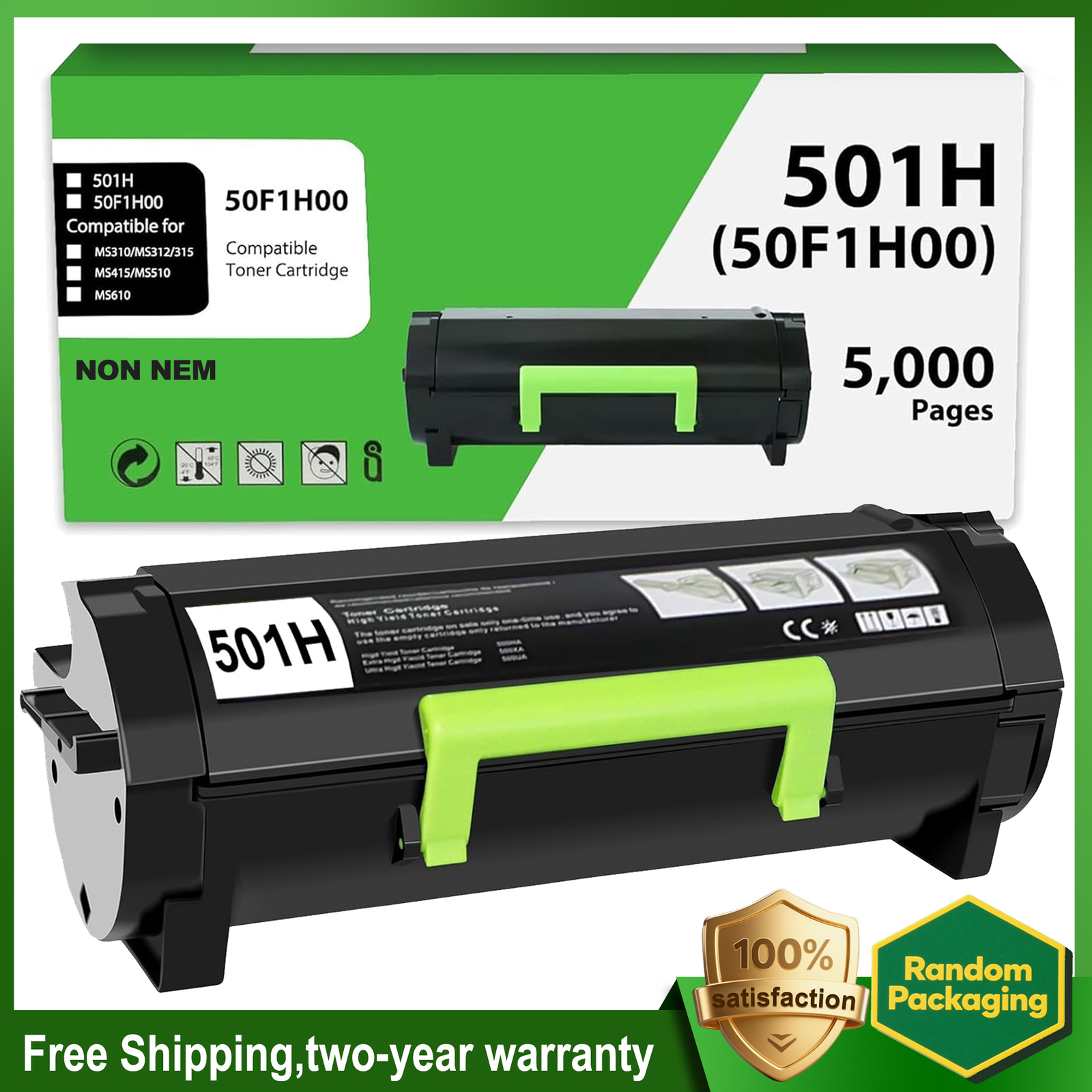 1PK MS310 50F1H00 Toner Compatible for Lexmark MS410 MS312dn 50F1H00 5000 pages