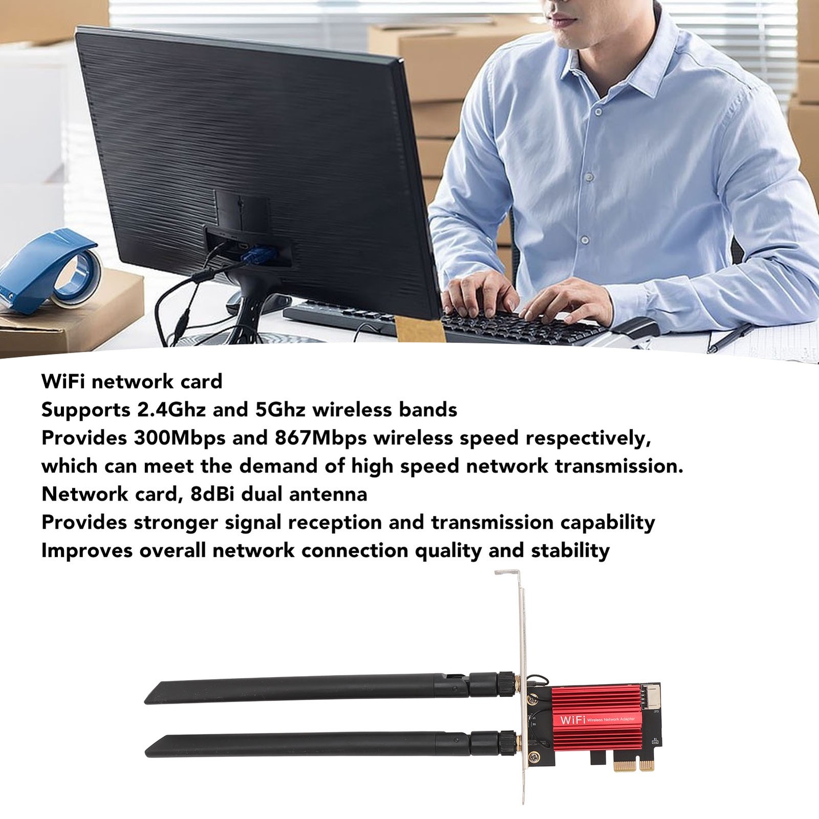 NFA344A Pro PCIE WiFiCard 1200Mbps 2.4G 5G Dual Band BT4.1 PCIE Wireless Ne UPFI