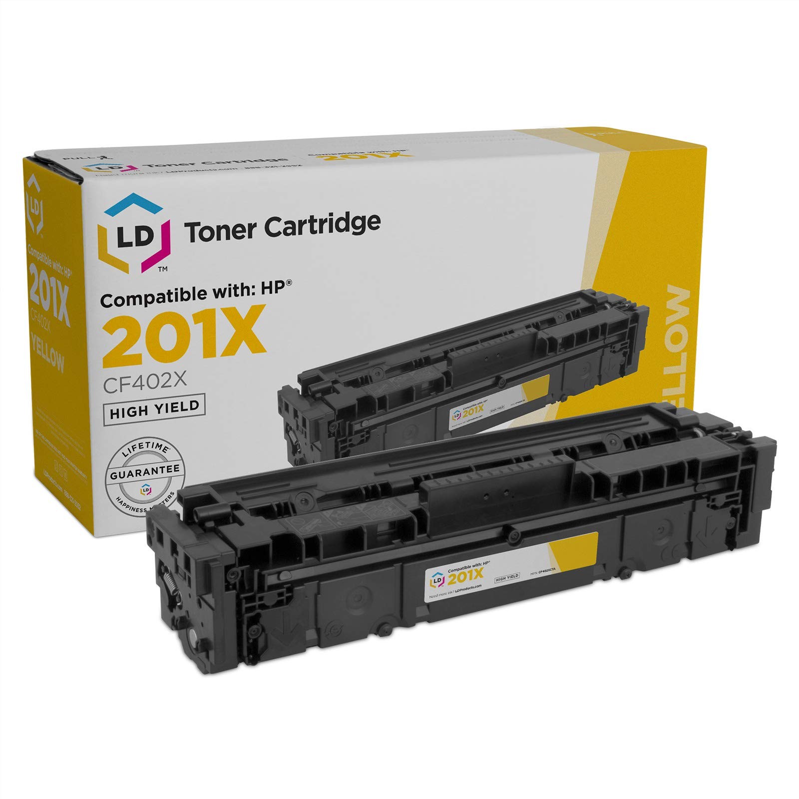 LD Compatible Toner Cartridge Replacement for HP 201X CF402X High Yield (Yellow)