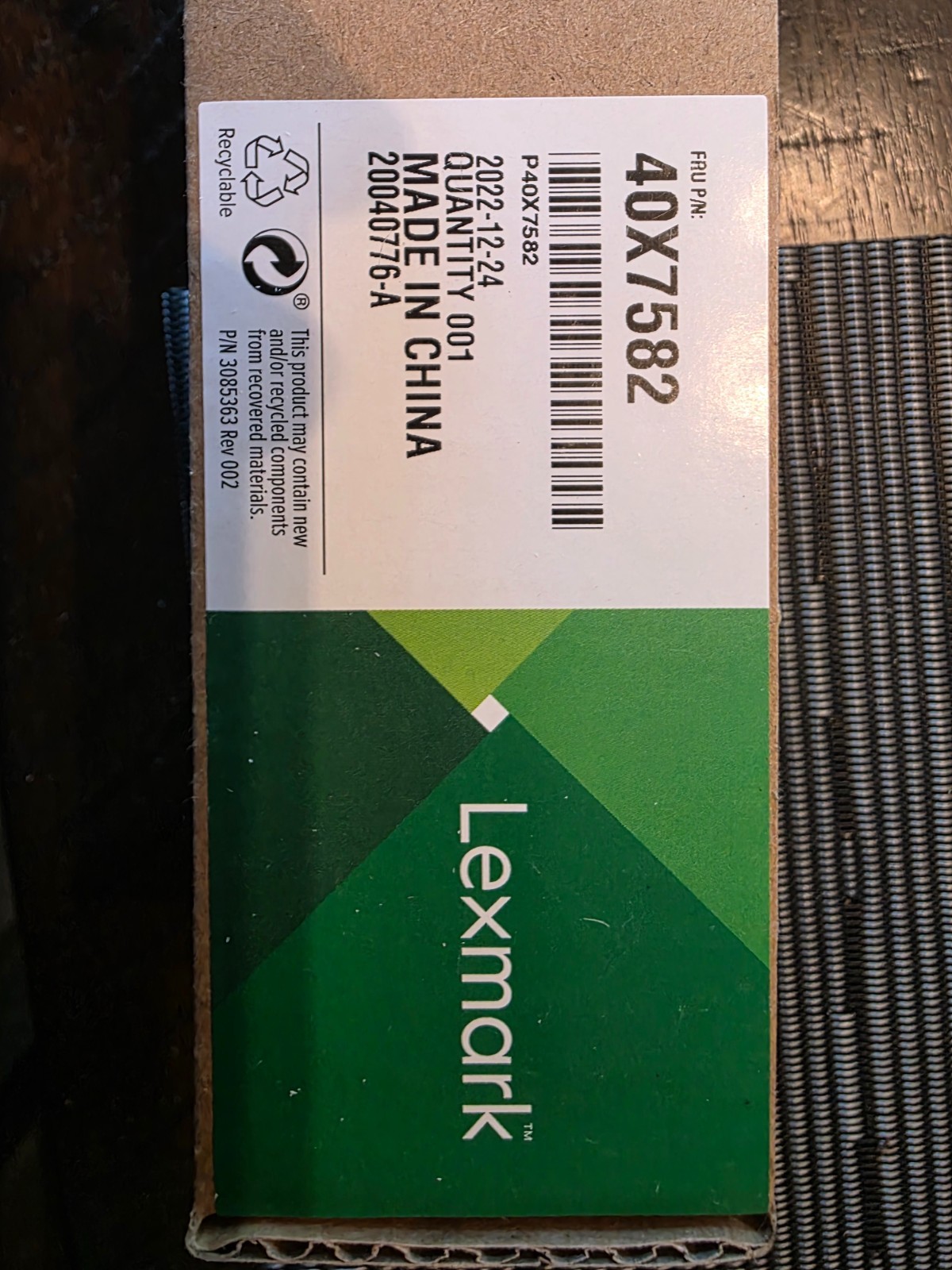 Lexmark 40X7582 Transfer Roller Genuine