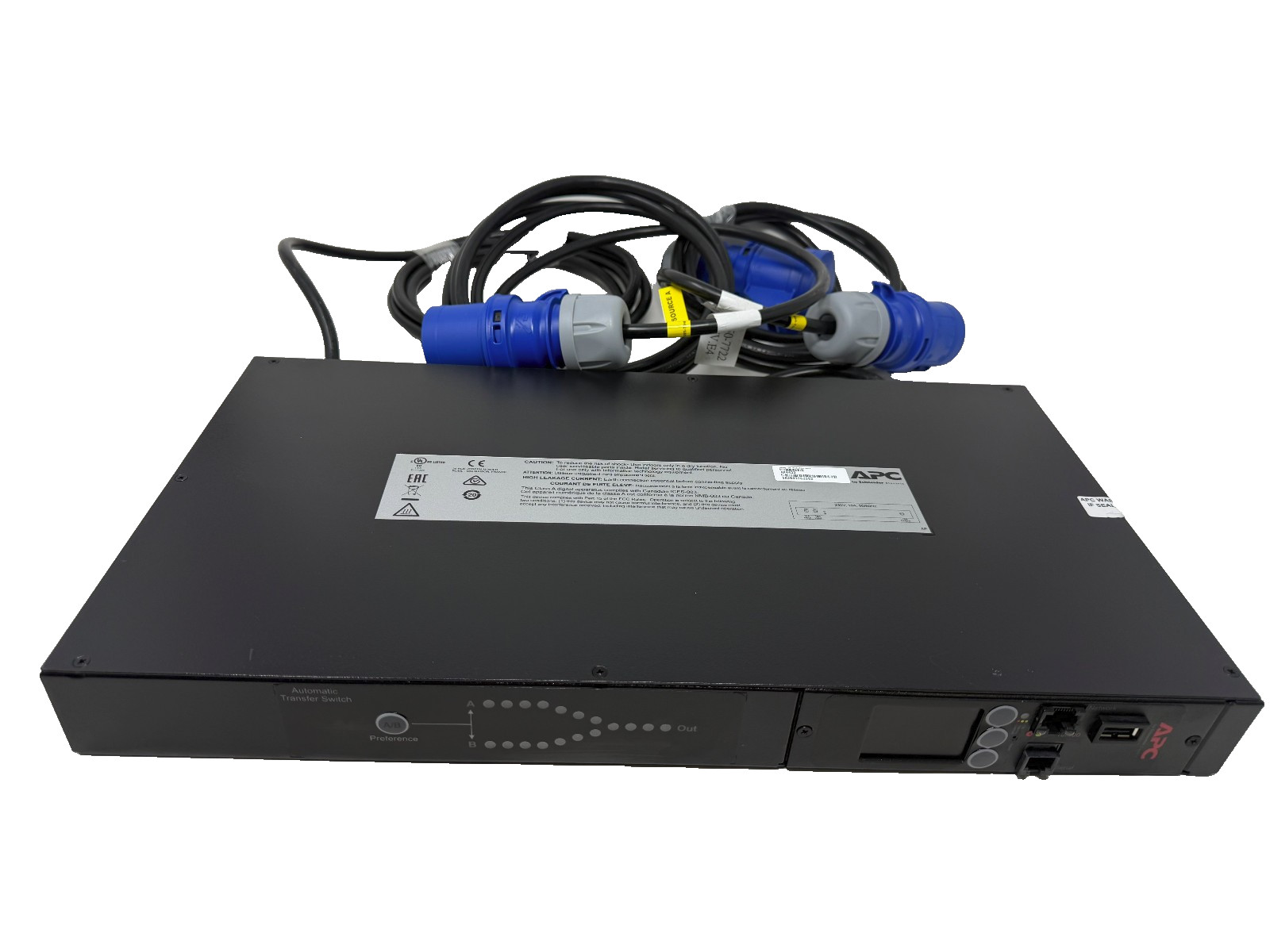 APC Schneider Electric AP4422 | Rack ATS, 230V, 16A, (2) IEC 309 in, (1) IEC 309