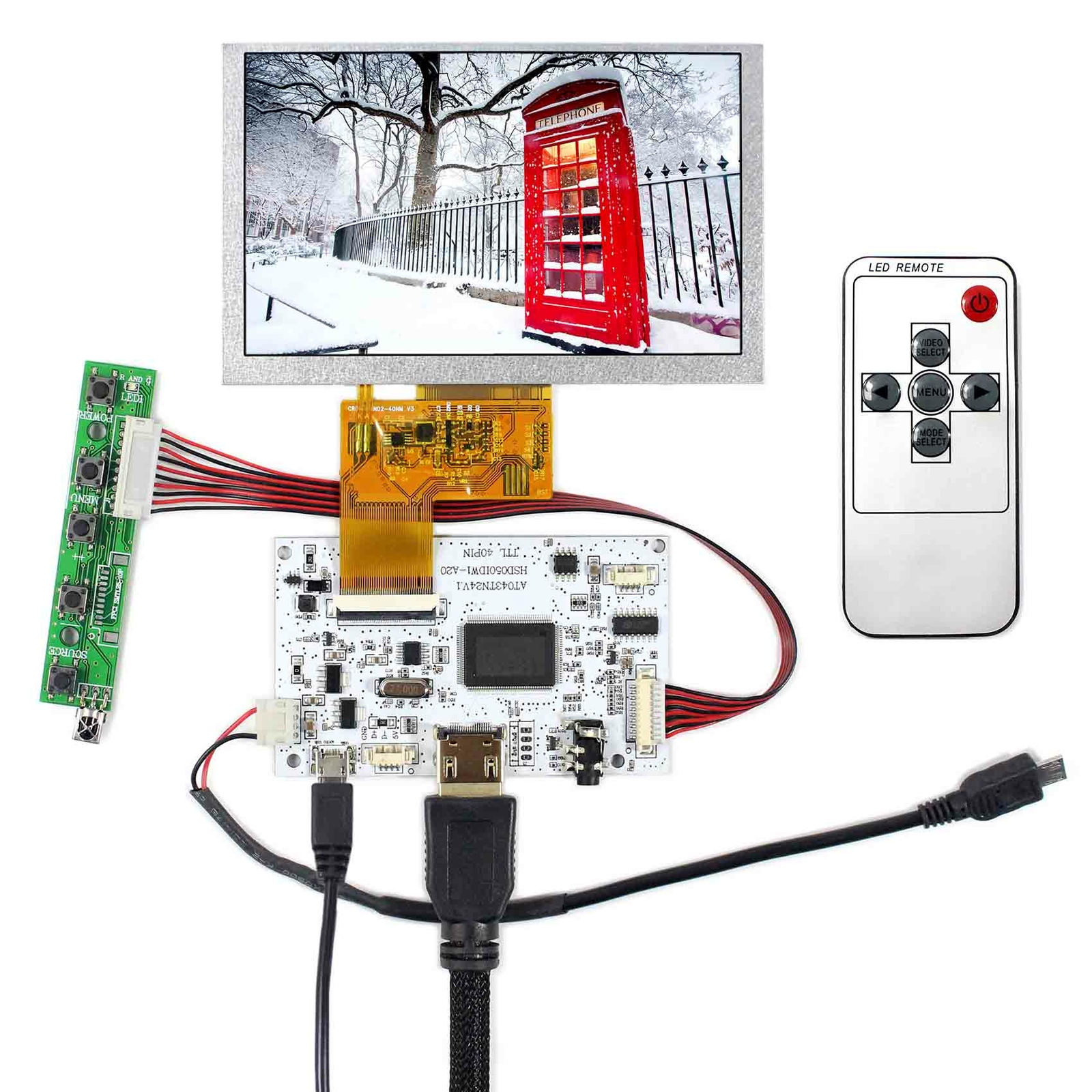 HD LCD Controller Board With 4.3" 480x272 LCD Screen For Ras Pi