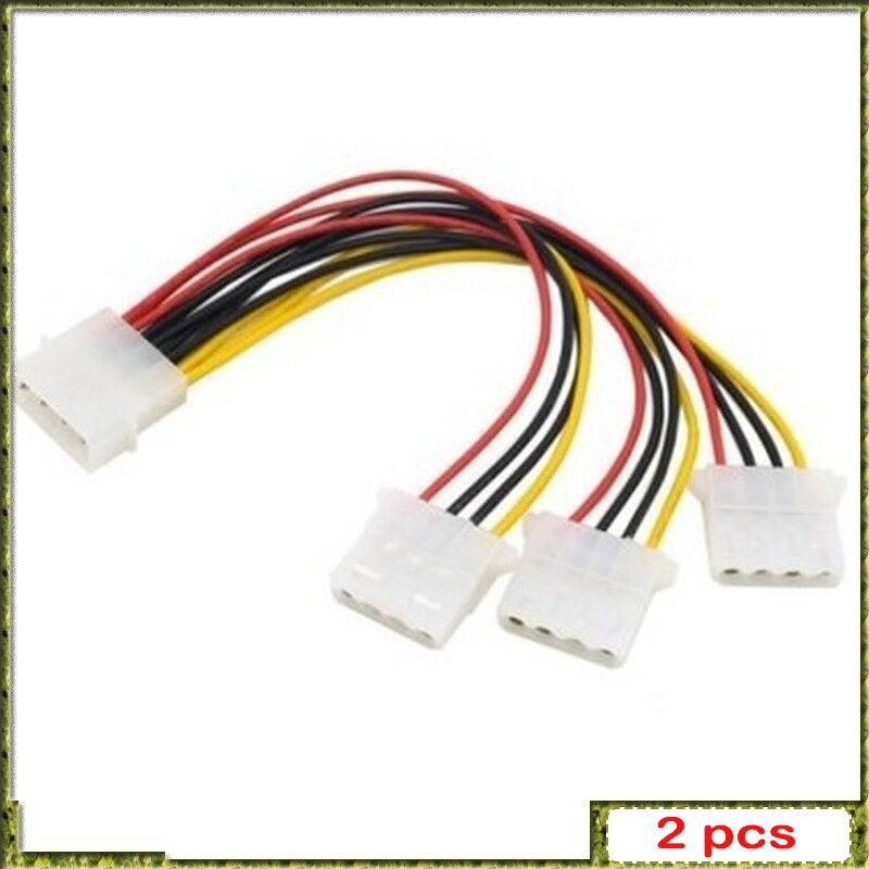 2pcs 4Pin IDE Power Cables HY1578 4 Pin Molex Male To 3 Port Molex IDE